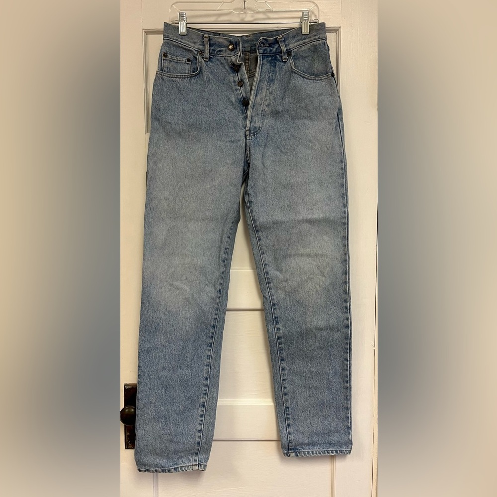 Vtg Express Jeans Womens 31x31 Medium Wash Straight Leg Blue Denim Button Fly